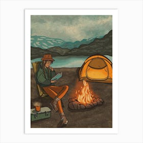 Camping by the Lake Art Print