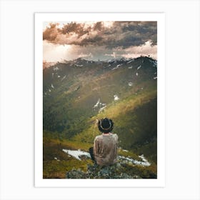 Alone In The Mountains, Oil Painting Art Print