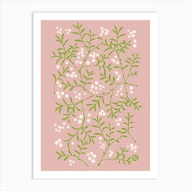 Twigs with berries [pale pink] Art Print