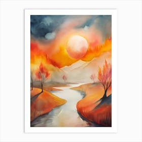 Sunset By The River 6 Art Print