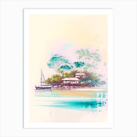 Gili Air Indonesia Watercolour Pastel Tropical Destination Art Print