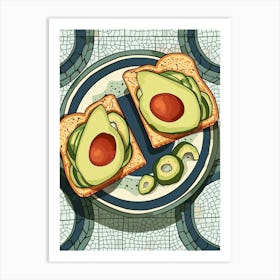 Avocado On Toast Tiled Background 2 Art Print