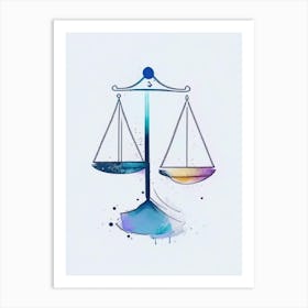 Balance Scale Symbol Minimal Watercolour Art Print