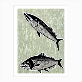 King Mackerel Linocut Art Print