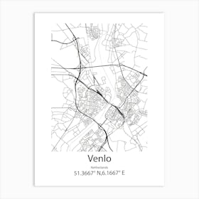 Venlo,Netherlands Minimalist Map Art Print