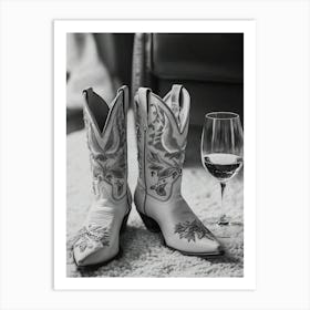 Cowgirl Boots And Wine Art Print