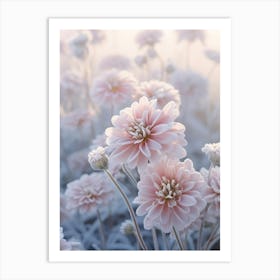 Frosty Botanical Zinnia 1 Art Print