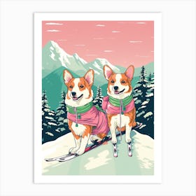 Ski Hill Dogs 1 Art Print