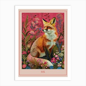 Floral Animal Painting Fox 3 Poster Art Print