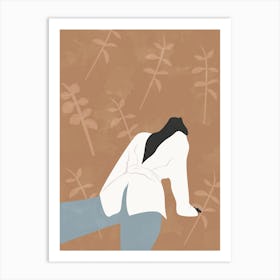 Woman Laying On The Ground Art Print