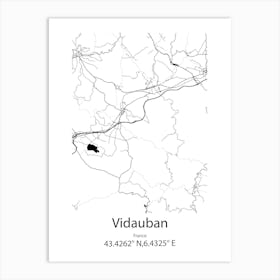 Vidauban,France Minimalist Map Art Print