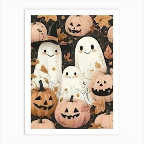 Ghosts And Pumpkins Art Print