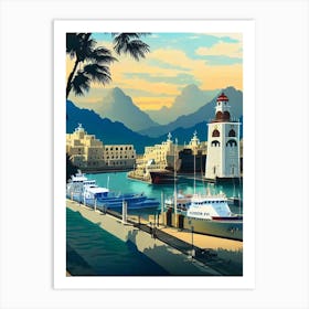 Port Of Muscat Oman Vintage Poster harbour Art Print