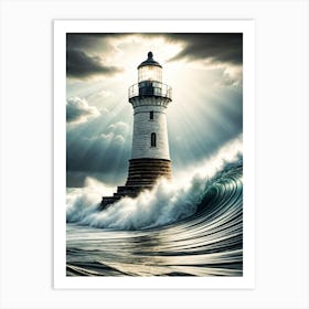 Lighthouse In The Ocean Art Print