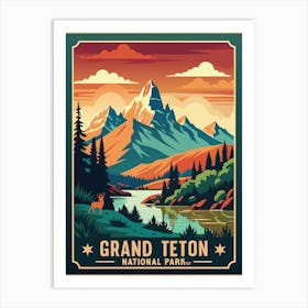 Vintage Grand Teton National Park Art Print