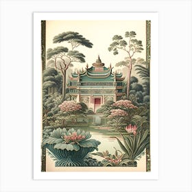 Summer Palace, 1, China Vintage Botanical Art Print