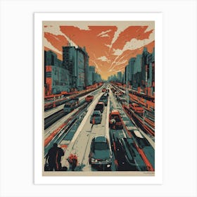 City At Sunset Art Print