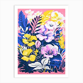 Colourful Botanical Risograph Style 13 Art Print