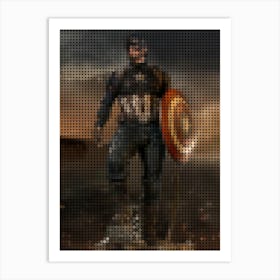 Captain America In A Pixel Dots Art Style Art Print