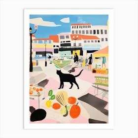 The Food Market In Santander 1 Illustration Art Print