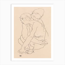 Woman And Girl Embracing (1918), Egon Schiele Art Print