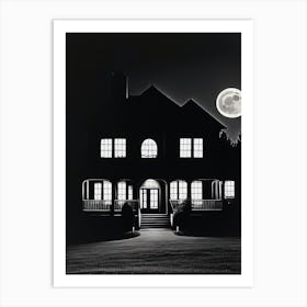 Haunted house in Full Moon Art Print