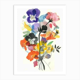 Wild Pansy 4 Collage Flower Bouquet Art Print