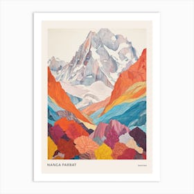 Nanga Parbat Pakistan 3 Colourful Mountain Illustration Poster Art Print