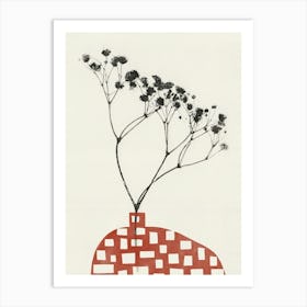 Gypsophila In A Red Vase Art Print