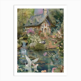 Collage Pond Monet Fairies Scrapbook 5 Art Print