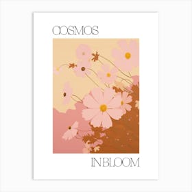 Cosmos In Bloom Flowers Bold Illustration 3 Art Print