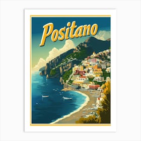 Aihrgdesign A Retro Travel Poster For Positano 3 Art Print