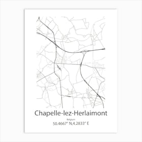 Chapelle Lez Herlaimont,Belgium Minimalist Map Art Print