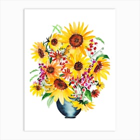 Sunflowers Watercolor Art Print