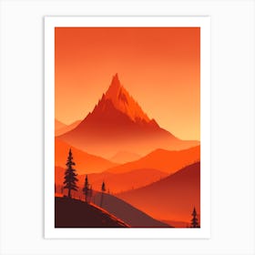 Misty Mountains Vertical Composition In Orange Tone 280 Art Print