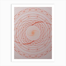 Geometric Abstract Glyph Circle Array in Tomato Red n.0180 Art Print