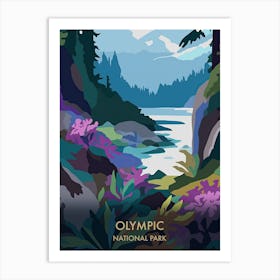 Olympic National Park Travel Poster Matisse Style 7 Art Print