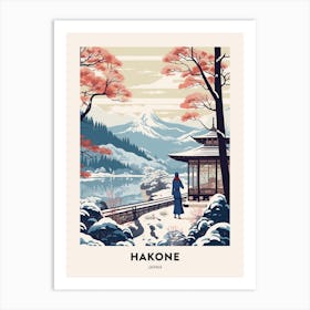 Vintage Winter Travel Poster Hakone Japan 3 Art Print