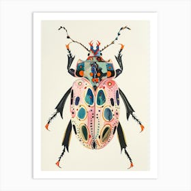Colourful Insect Illustration Beetle 21 Art Print