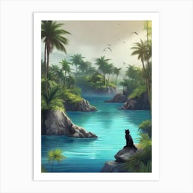 Cat In The Jungle Nature art Art Print