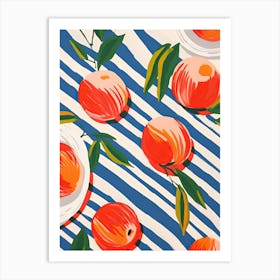 Peaches Fruit Summer Illustration 2 Art Print