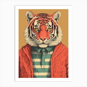 Tiger Illustrations Wearing A Winter Jumper 4 Art Print