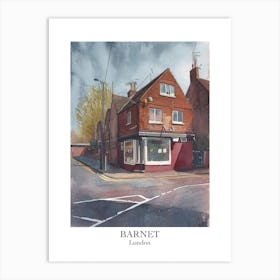 Barnet London Borough   Street Watercolour 1 Poster Art Print