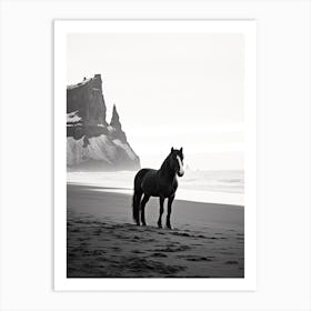 A Horse Oil Painting In Reynisfjara Beach, Iceland, Portrait 1 Art Print