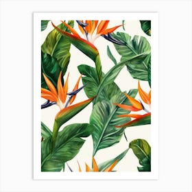 Bird Of Paradise Seamless Pattern Art Print