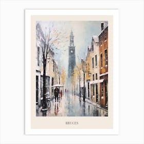 Vintage Winter Painting Poster Bruges Belgium 2 Art Print