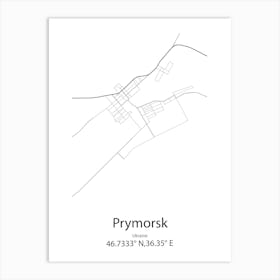 Prymorsk,Ukraine Minimalist Map Art Print