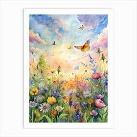 Watercolor Of A Summer Meadow Art Print