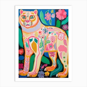 Maximalist Animal Painting Cougar 1 Art Print