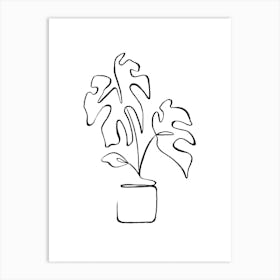 Minimal Monstera Deliciosa Plant Art Print